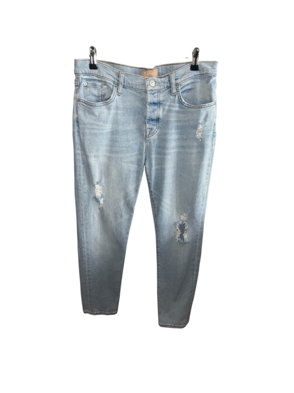 7 For All Mankind Light Blue Distressed Denim Josefina Blue Jeans Size 30 Womens